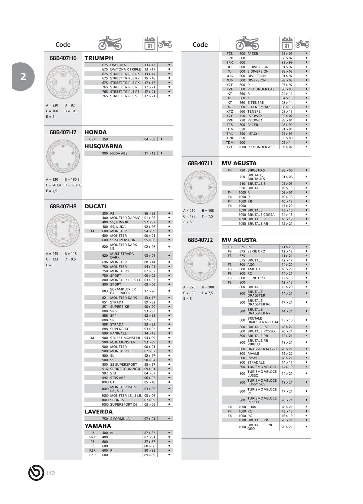 Catalogue BREMBO 2024 - Disques de frein, page 00114