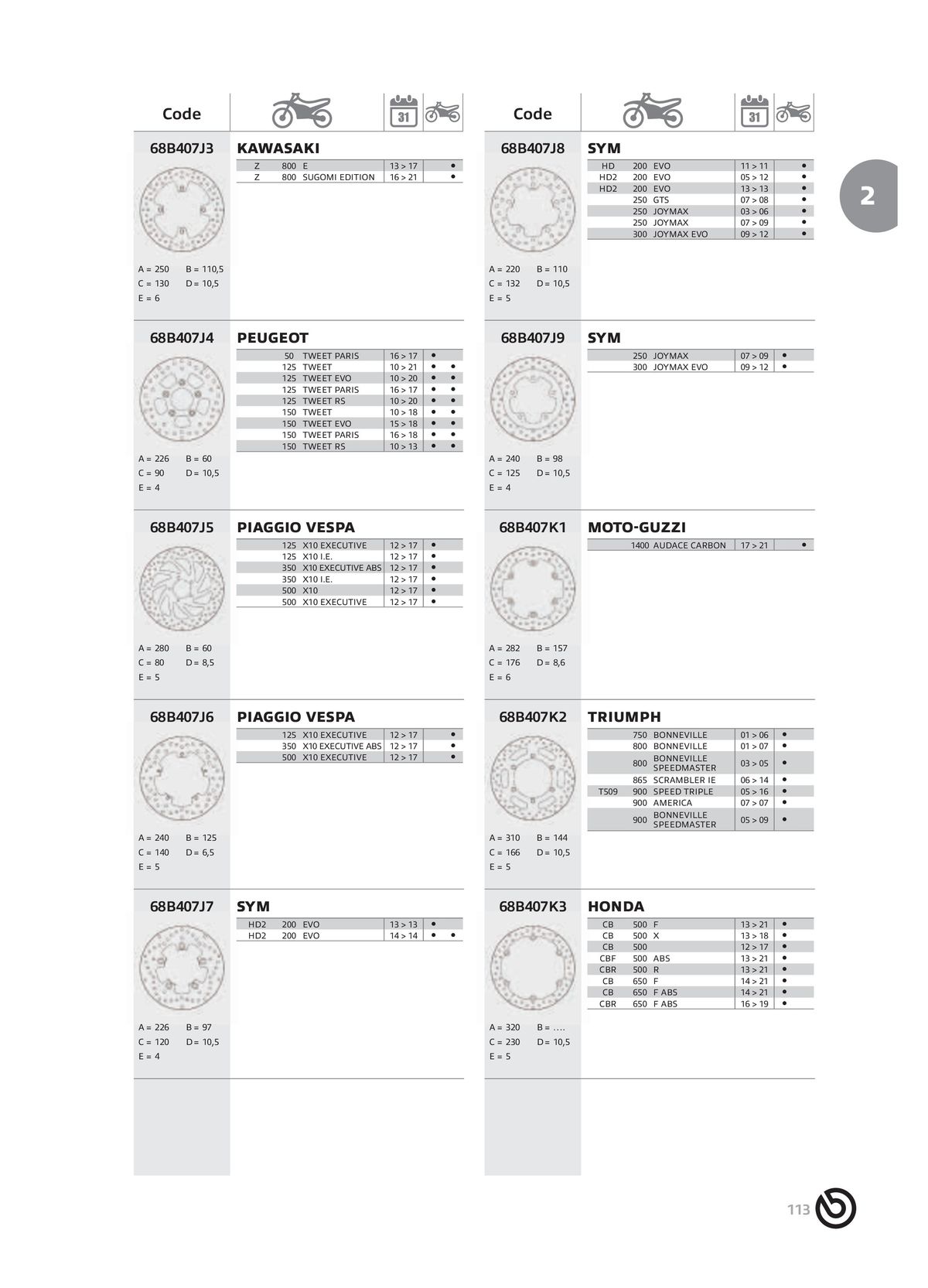 Catalogue BREMBO 2024 - Disques de frein, page 00115