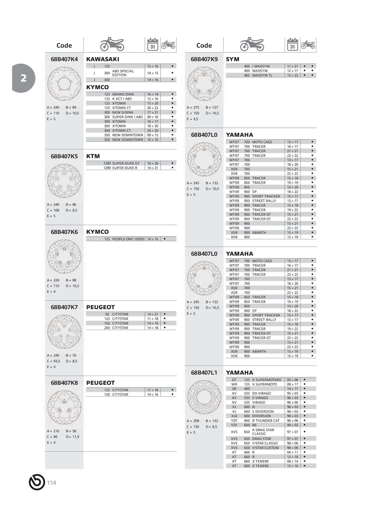 Catalogue BREMBO 2024 - Disques de frein, page 00116