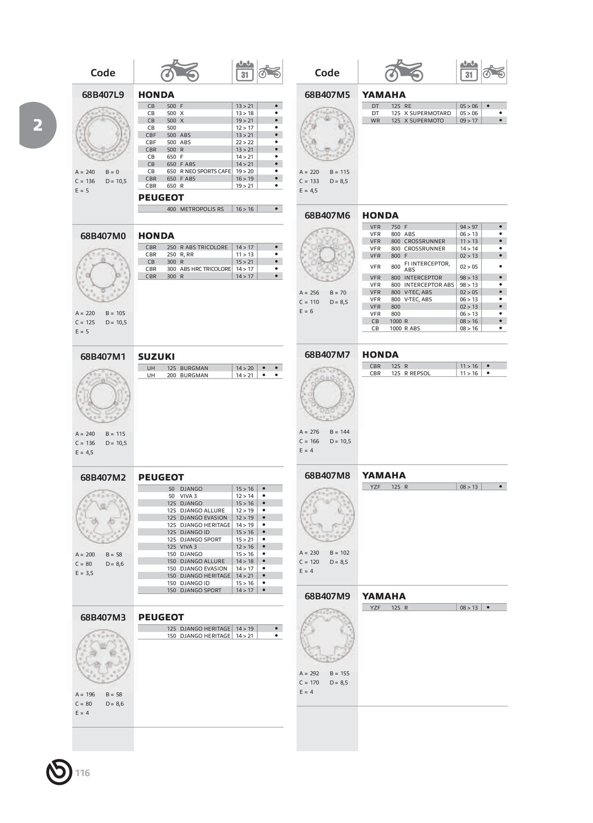 Catalogue BREMBO 2024 - Disques de frein, page 00118