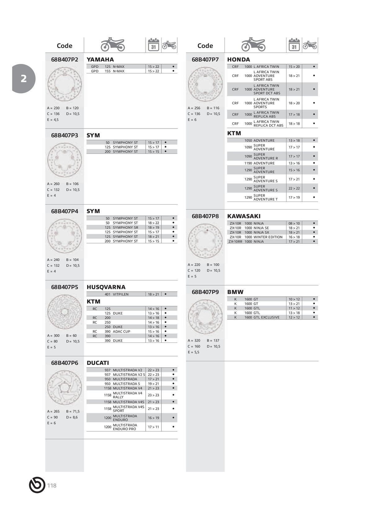 Catalogue BREMBO 2024 - Disques de frein, page 00120