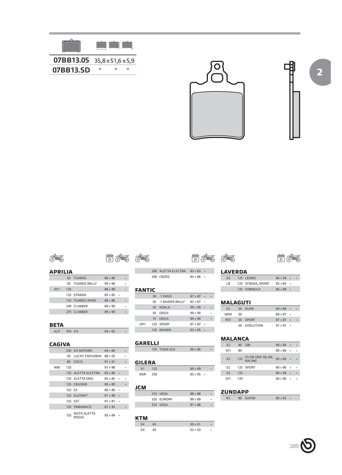 Catalogue BREMBO 2024 - Plaquettes de frein, page 00211