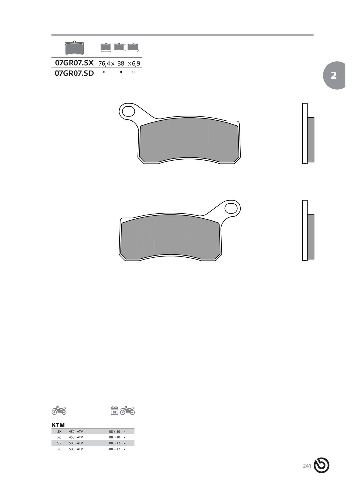 Catalogue BREMBO 2024 - Plaquettes de frein, page 00243