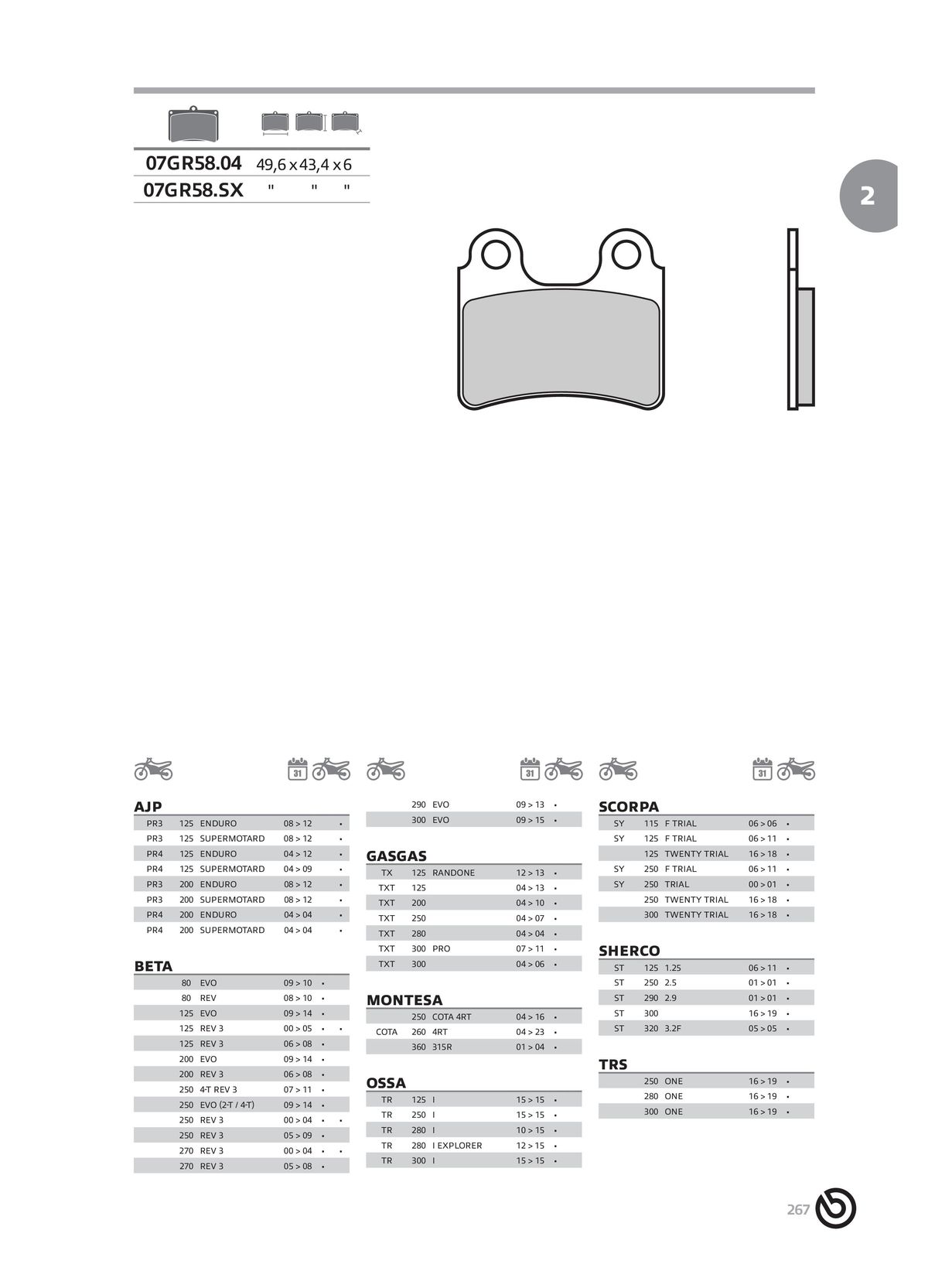 Catalogue BREMBO 2024 - Plaquettes de frein, page 00269