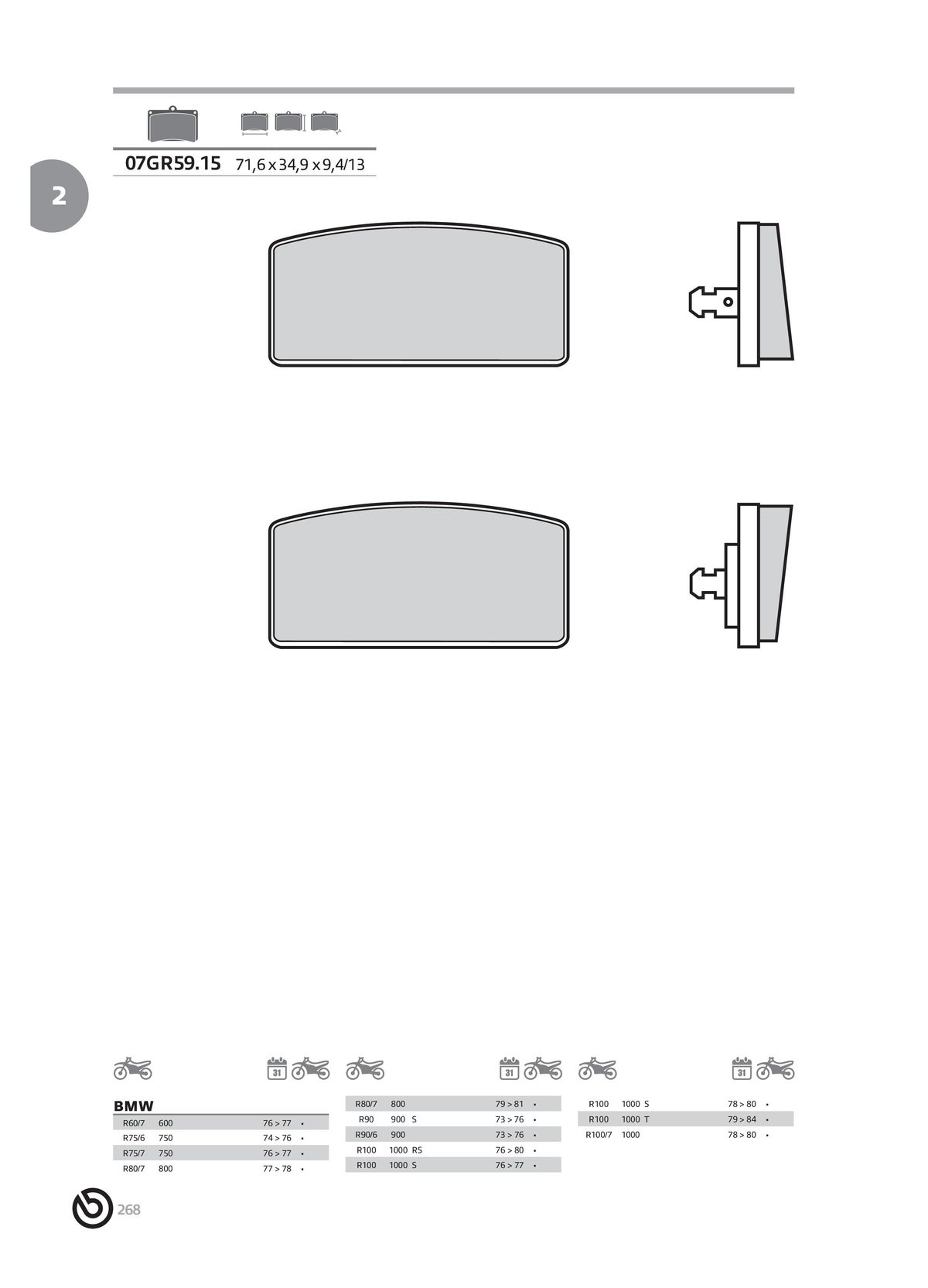 Catalogue BREMBO 2024 - Plaquettes de frein, page 00270