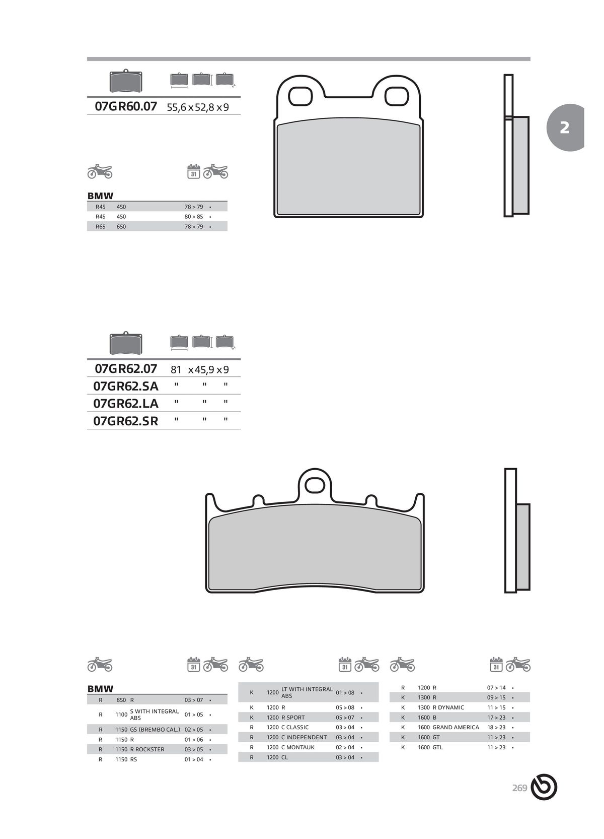 Catalogue BREMBO 2024 - Plaquettes de frein, page 00271