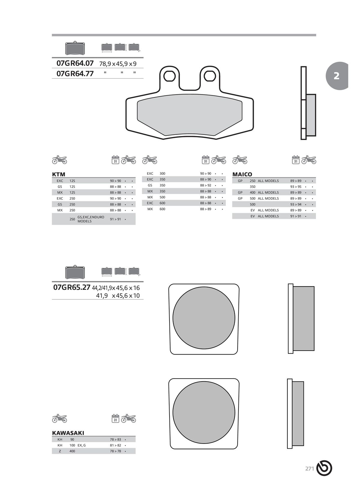 Catalogue BREMBO 2024 - Plaquettes de frein, page 00273