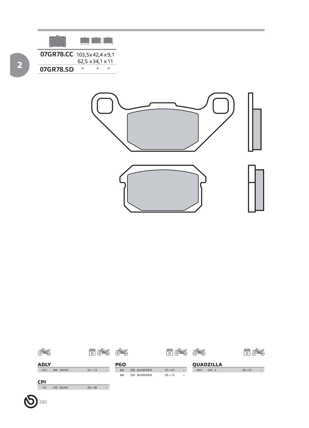 Catalogue BREMBO 2024 - Plaquettes de frein, page 00282