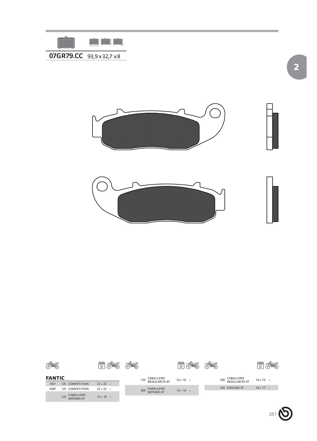 Catalogue BREMBO 2024 - Plaquettes de frein, page 00283