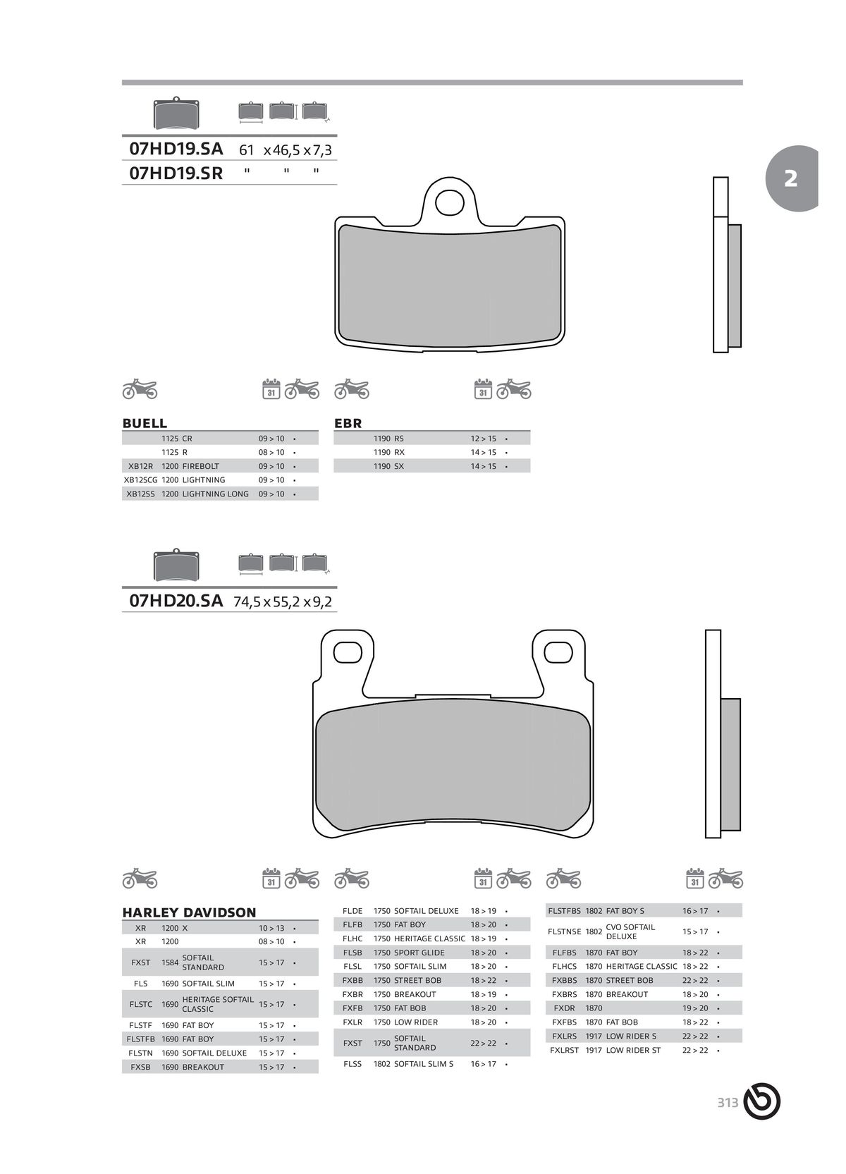 Catalogue BREMBO 2024 - Plaquettes de frein, page 00315