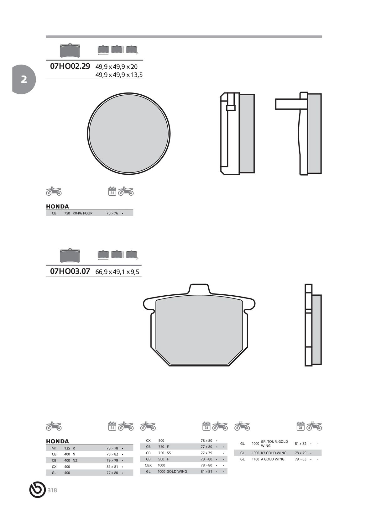 Catalogue BREMBO 2024 - Plaquettes de frein, page 00320