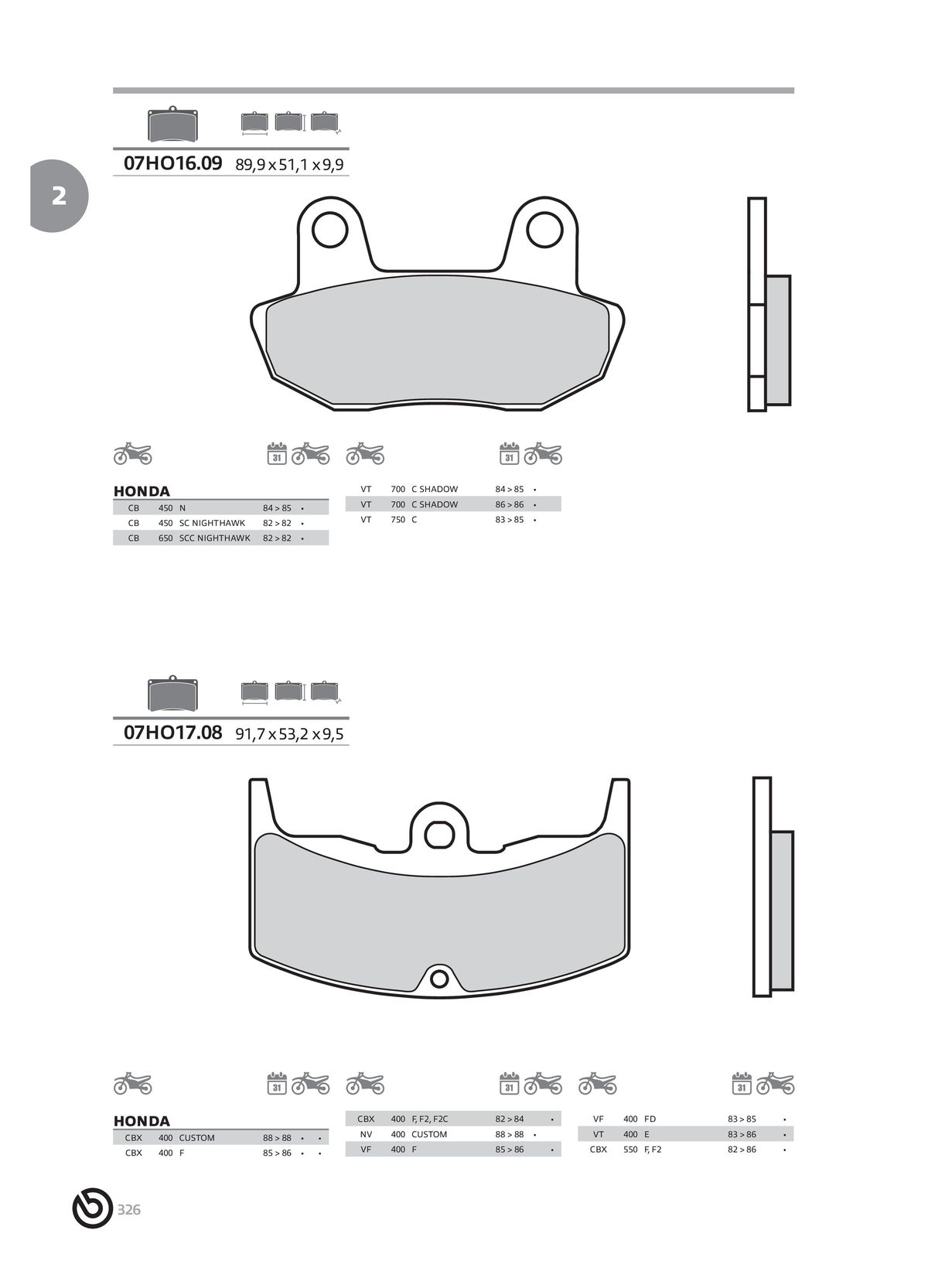 Catalogue BREMBO 2024 - Plaquettes de frein, page 00328