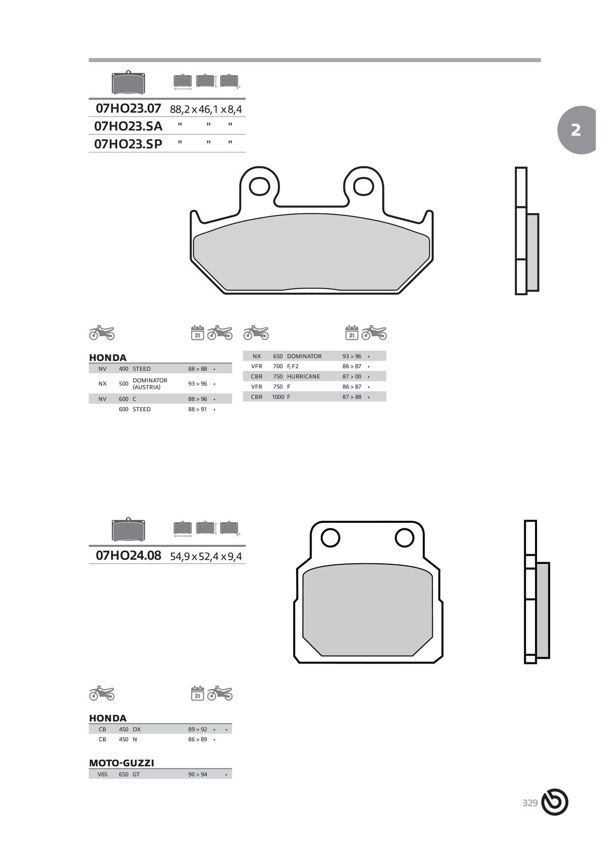 Catalogue BREMBO 2024 - Plaquettes de frein, page 00331