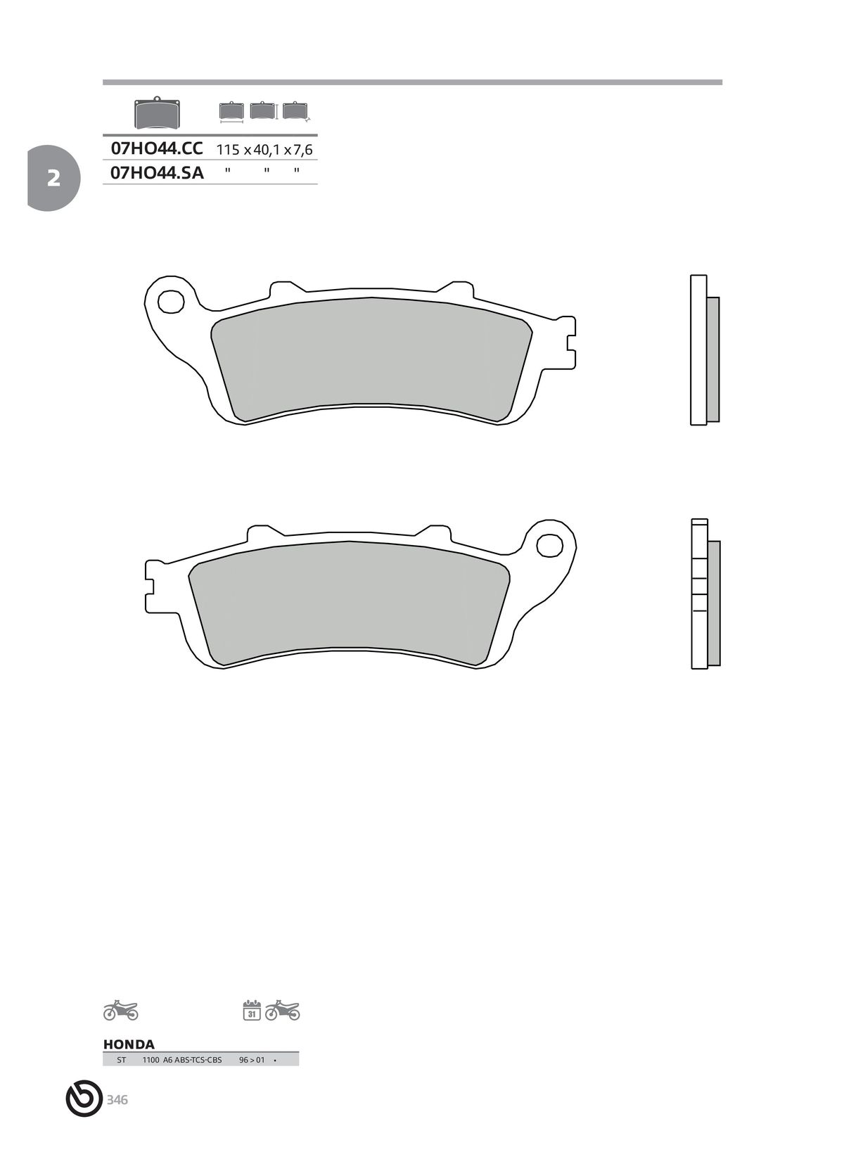 Catalogue BREMBO 2024 - Plaquettes de frein, page 00348