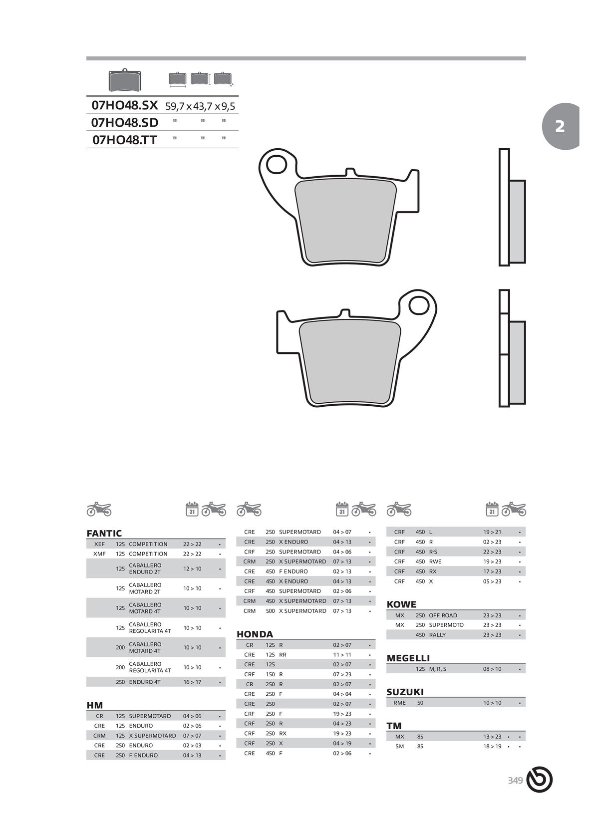 Catalogue BREMBO 2024 - Plaquettes de frein, page 00351
