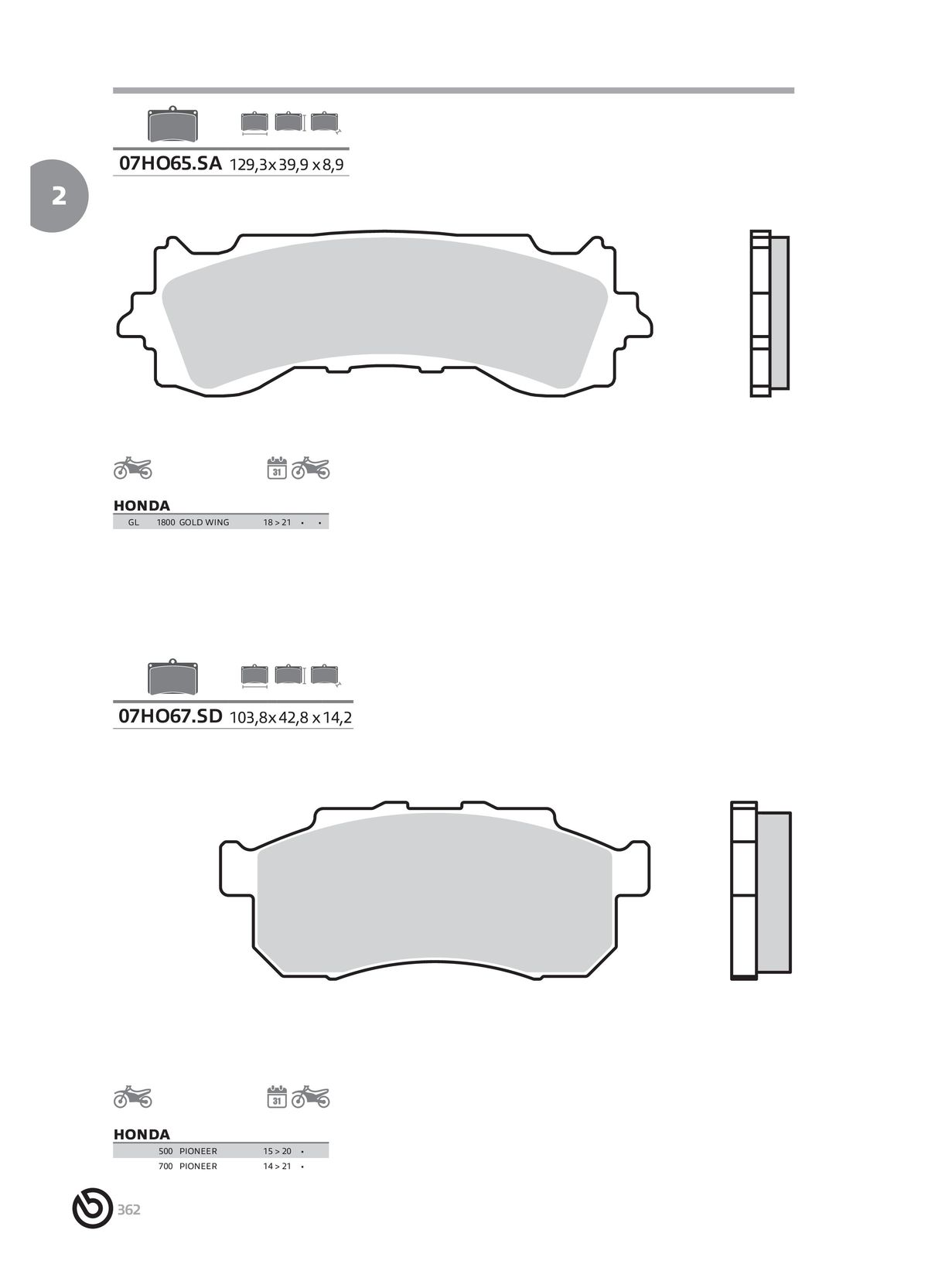 Catalogue BREMBO 2024 - Plaquettes de frein, page 00364