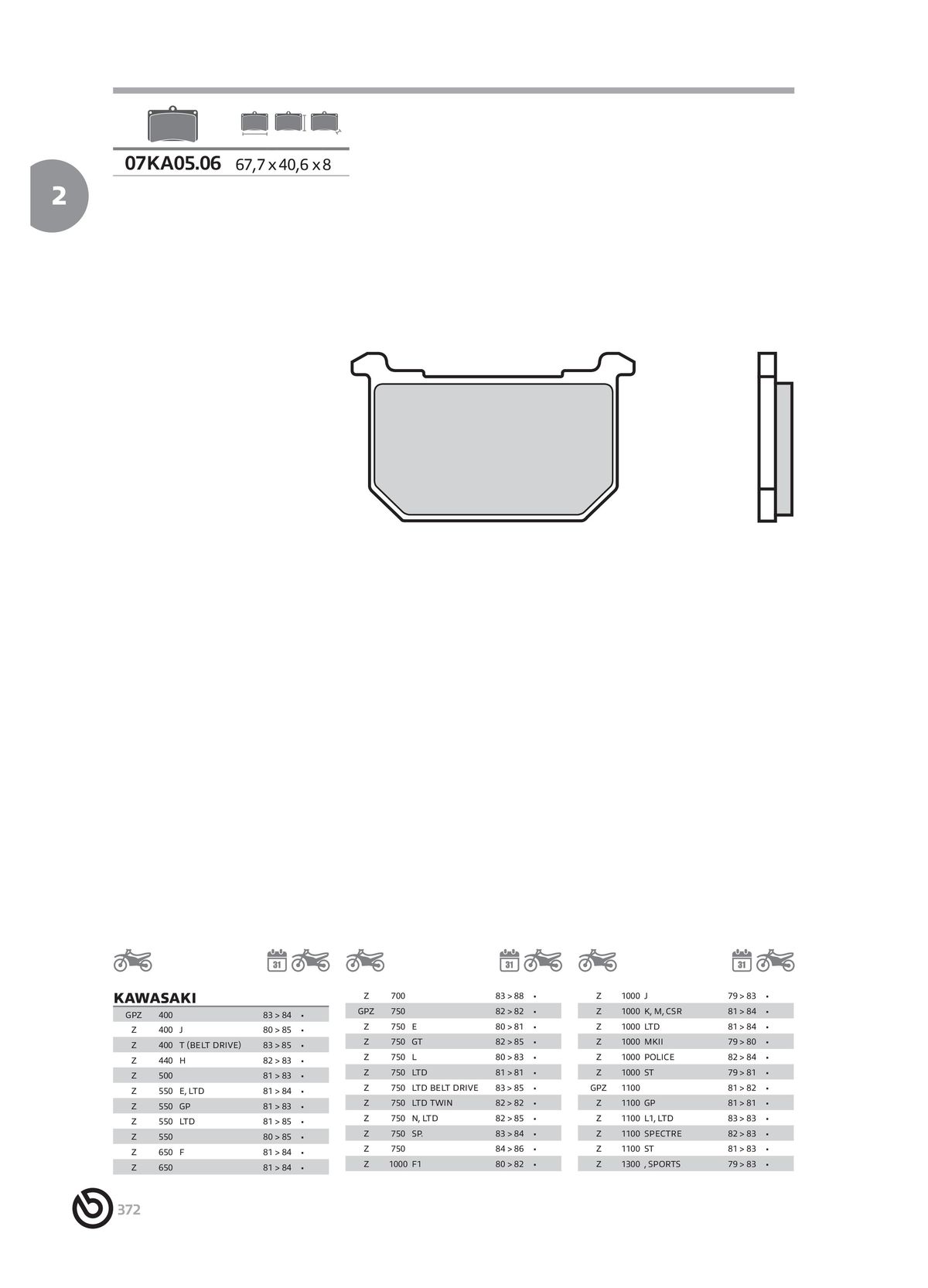 Catalogue BREMBO 2024 - Plaquettes de frein, page 00374