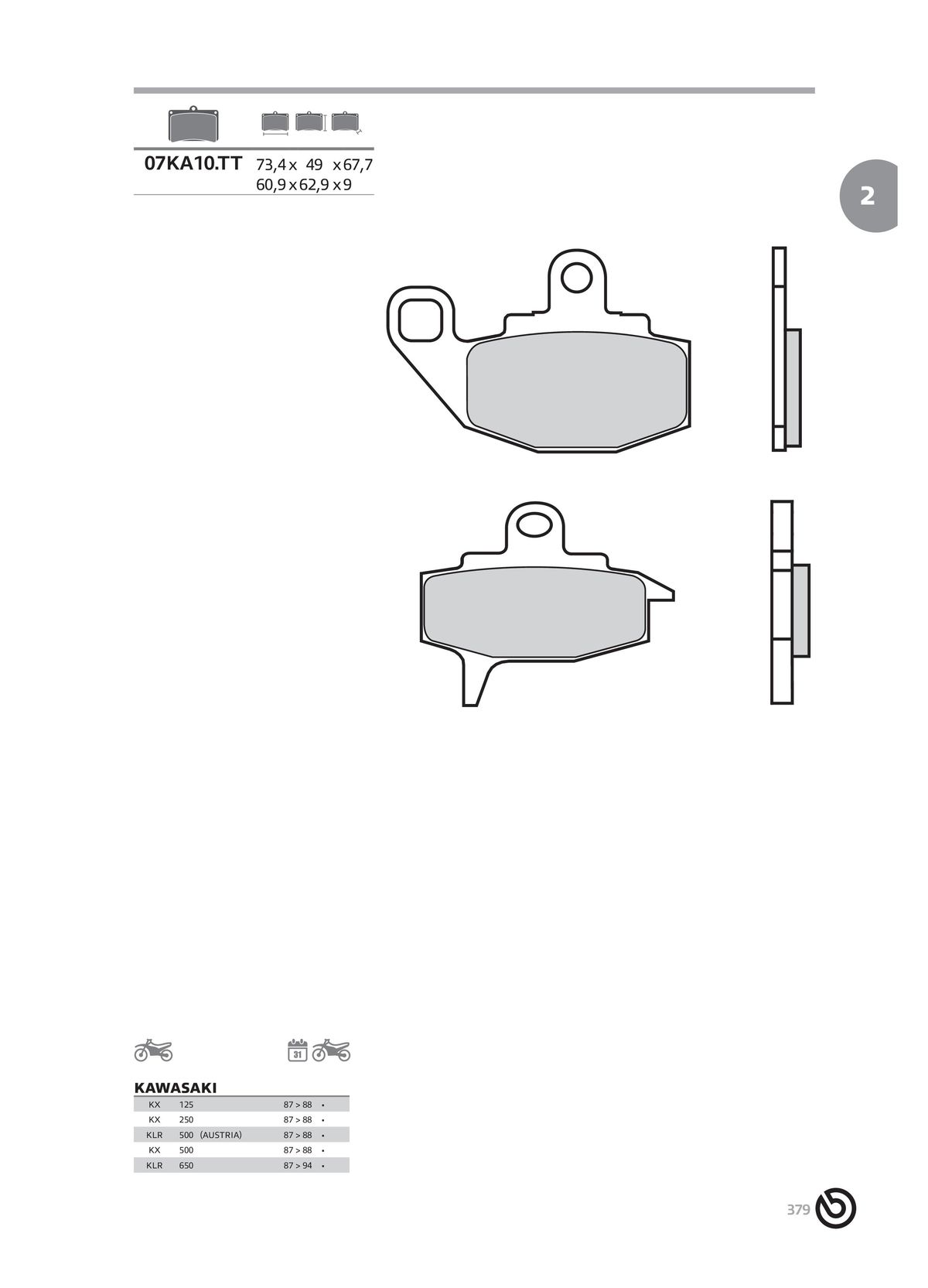 Catalogue BREMBO 2024 - Plaquettes de frein, page 00381