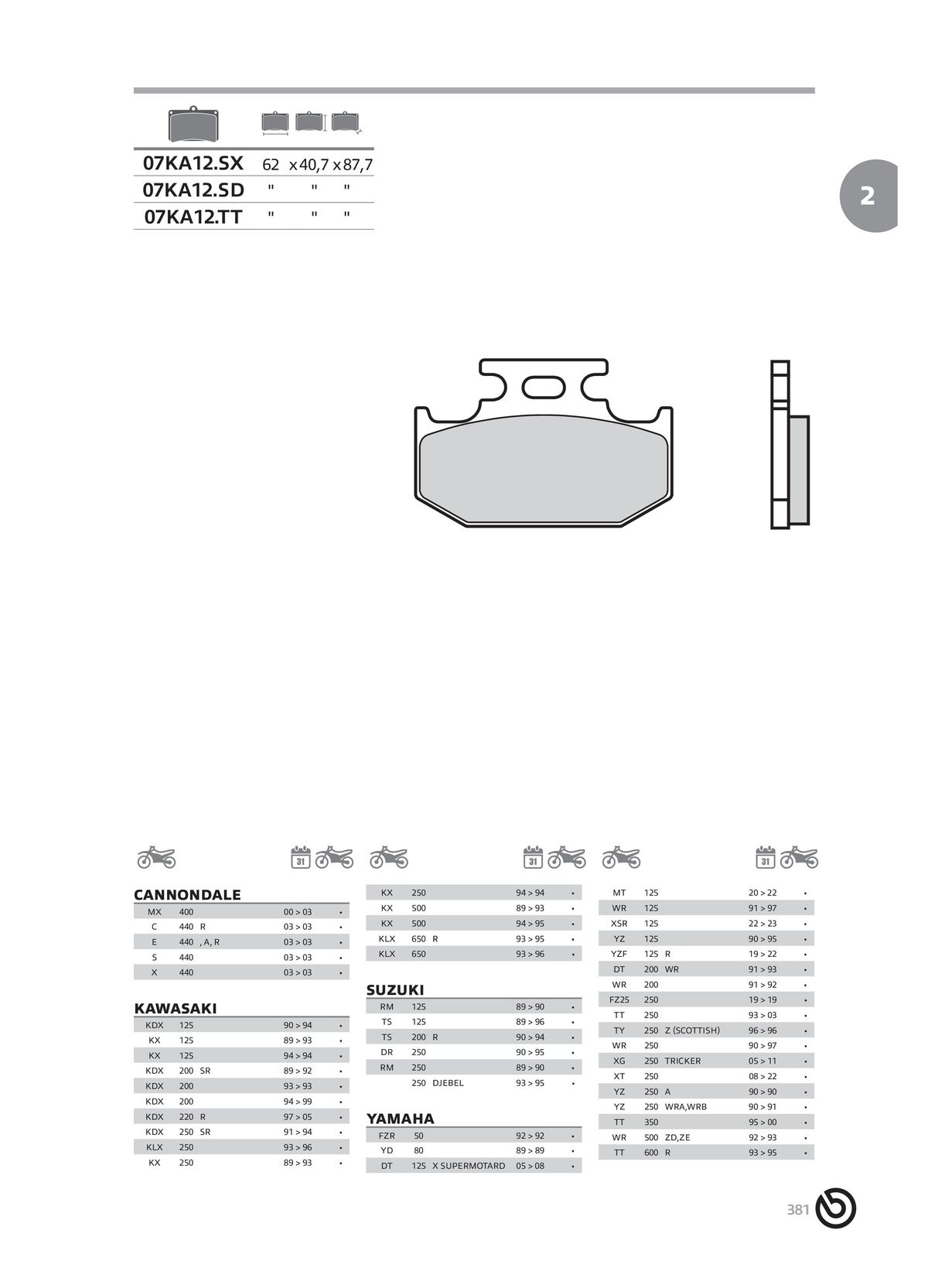 Catalogue BREMBO 2024 - Plaquettes de frein, page 00383