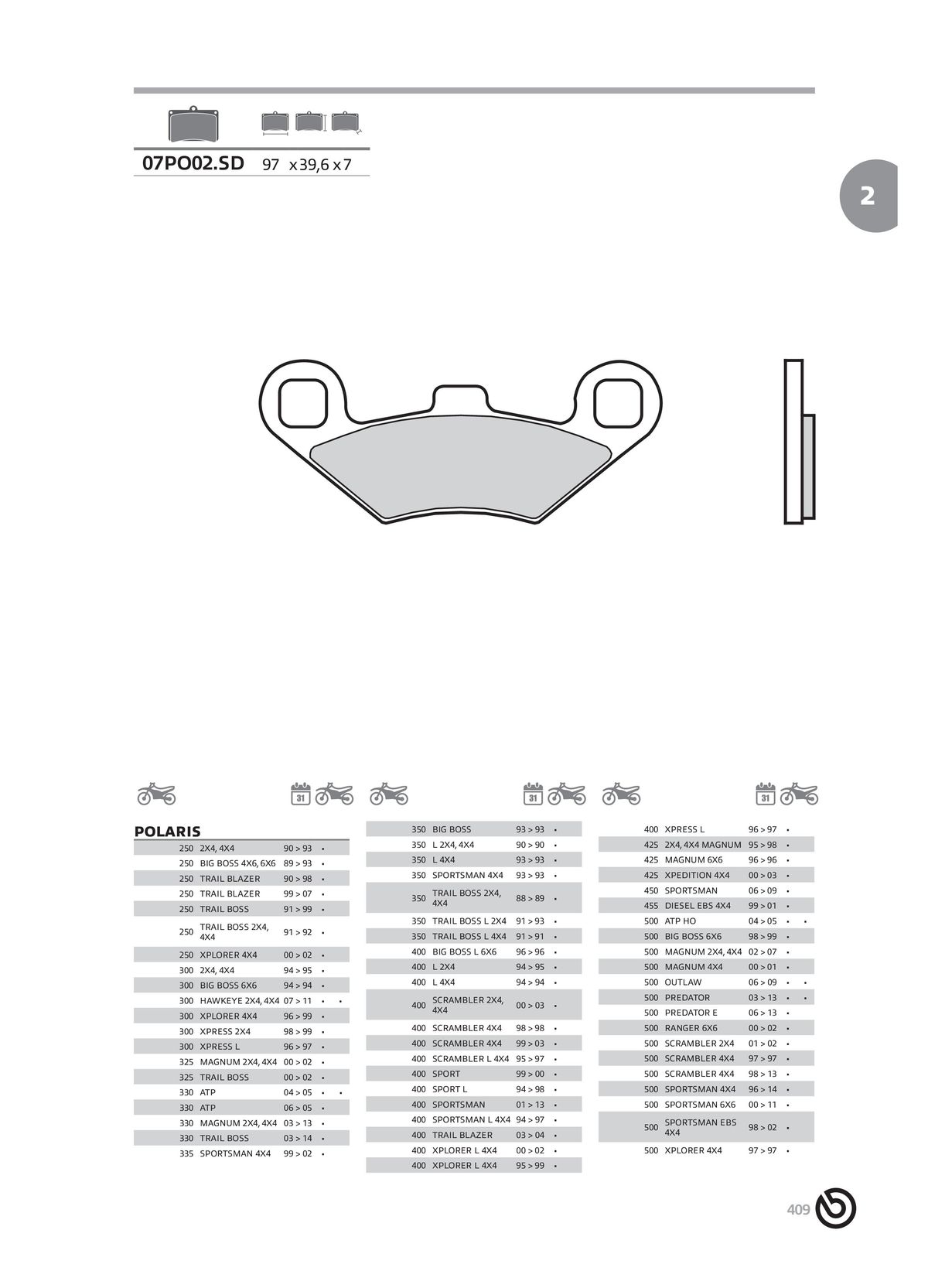 Catalogue BREMBO 2024 - Plaquettes de frein, page 00411