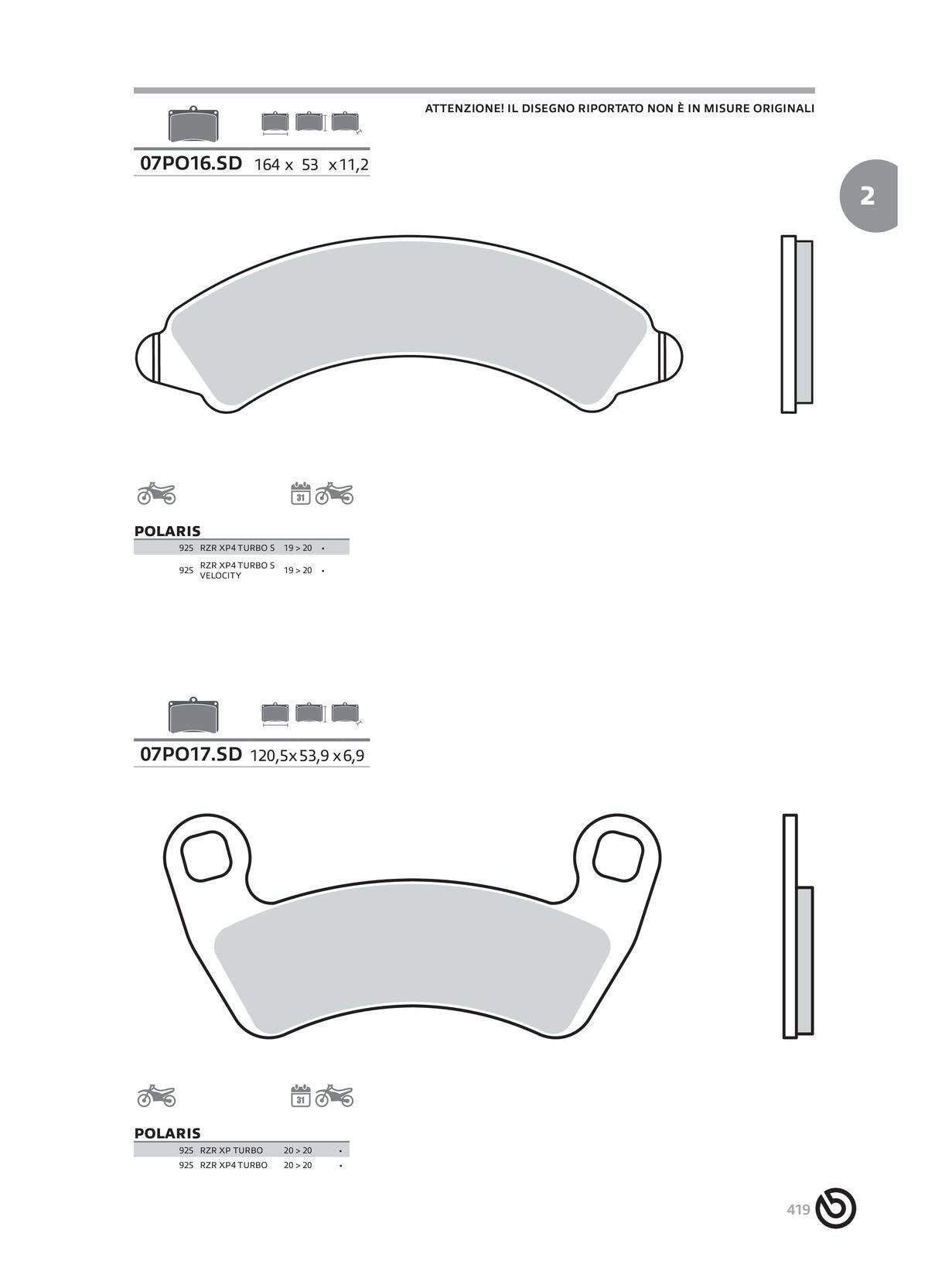 Catalogue BREMBO 2024 - Plaquettes de frein, page 00421