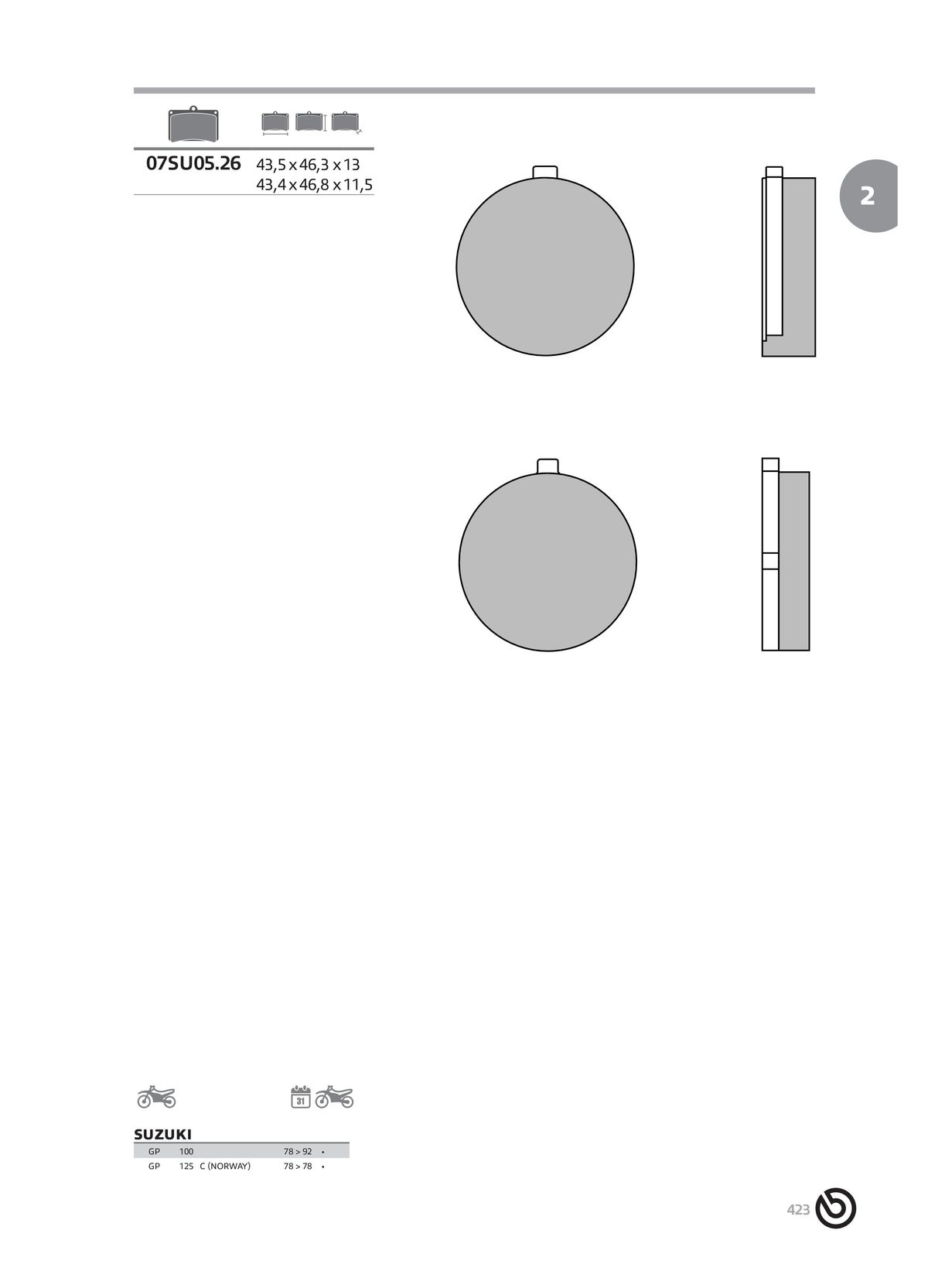 Catalogue BREMBO 2024 - Plaquettes de frein, page 00425