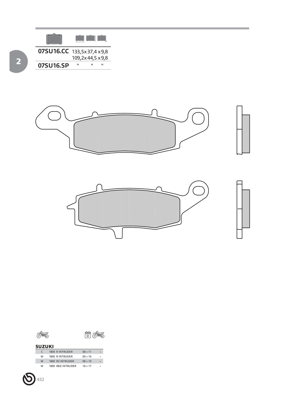 Catalogue BREMBO 2024 - Plaquettes de frein, page 00434