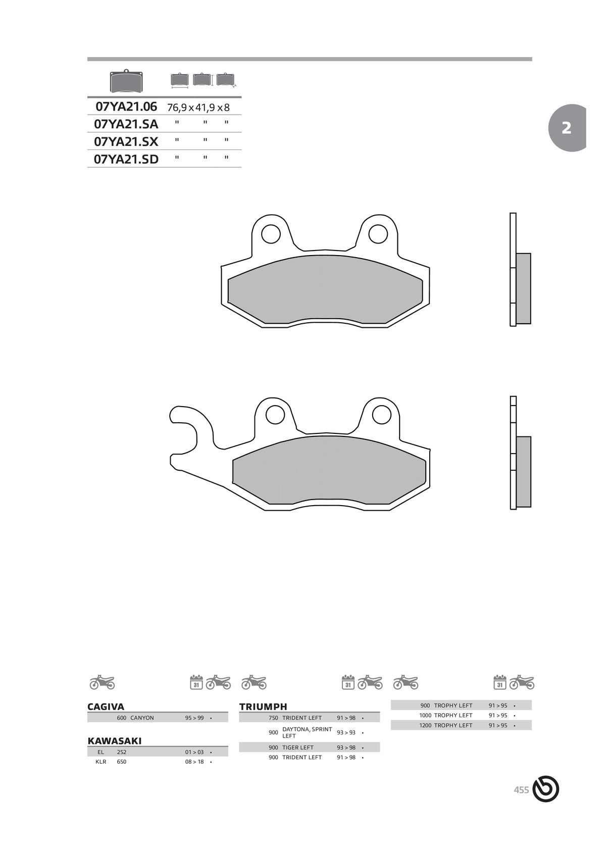 Catalogue BREMBO 2024 - Plaquettes de frein, page 00457