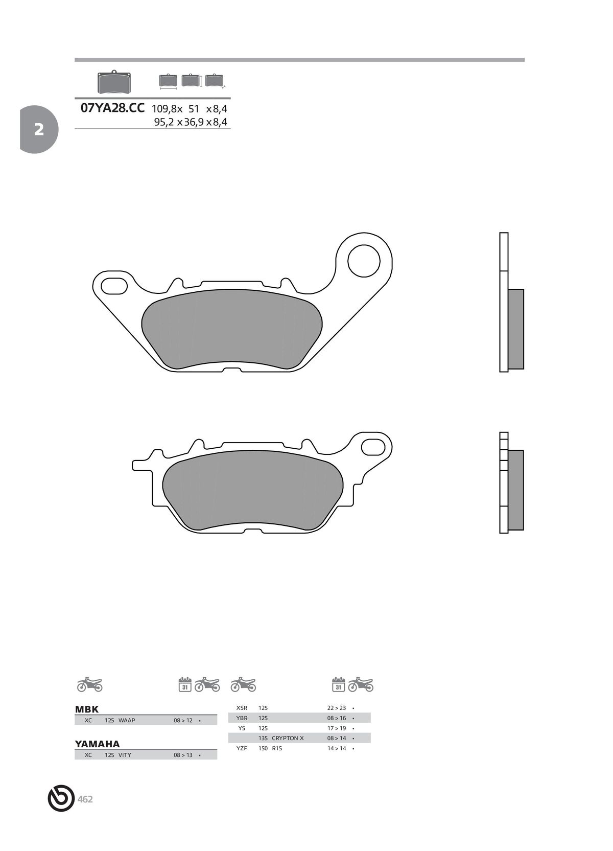 Catalogue BREMBO 2024 - Plaquettes de frein, page 00464