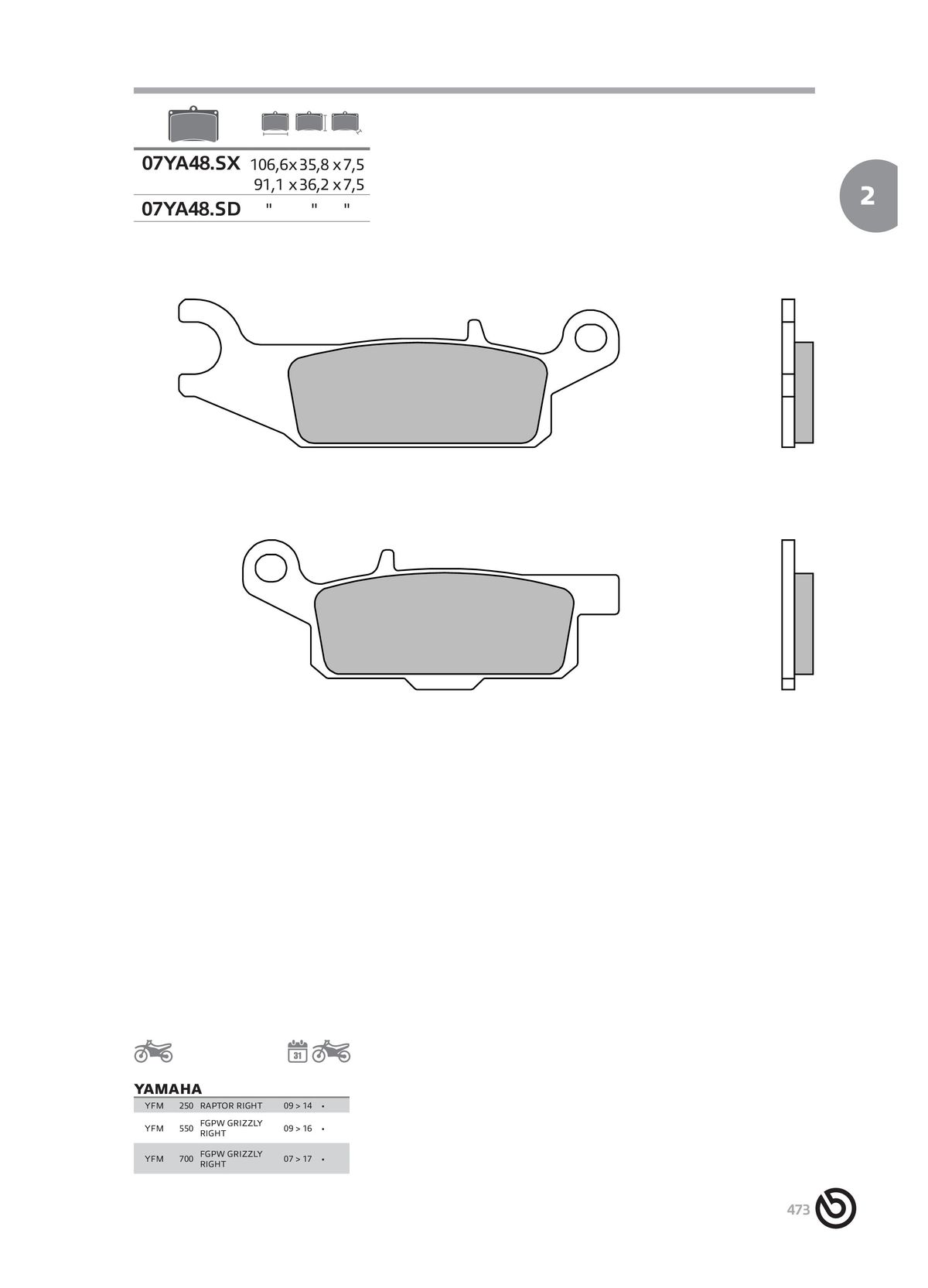 Catalogue BREMBO 2024 - Plaquettes de frein, page 00475