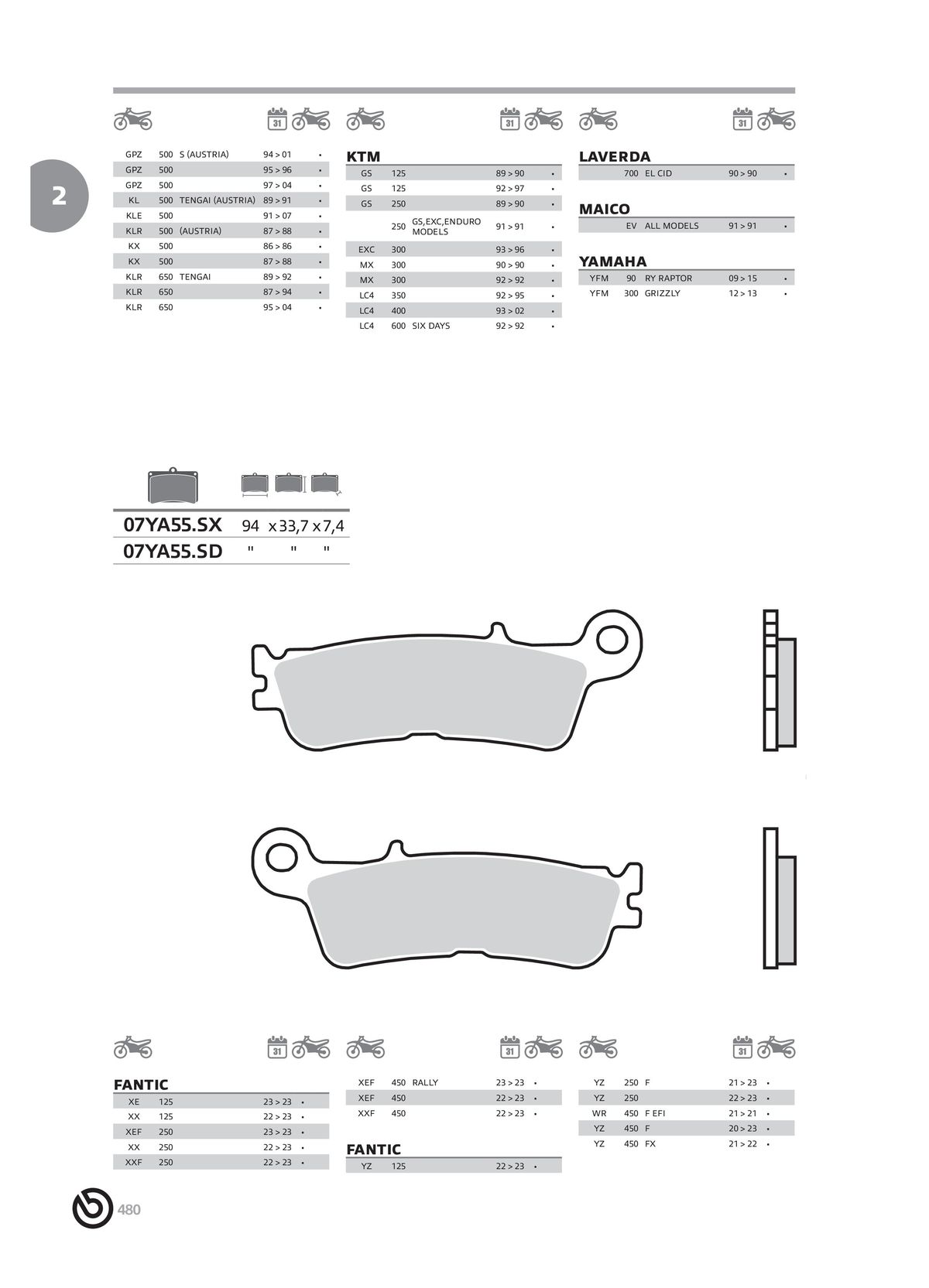 Catalogue BREMBO 2024 - Plaquettes de frein, page 00482
