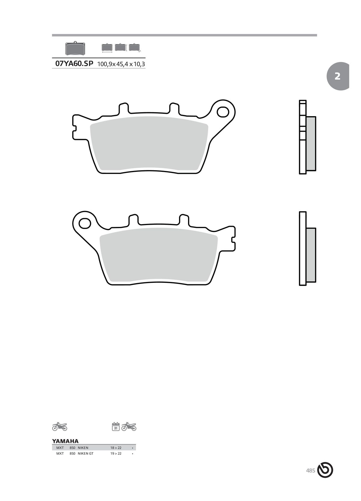 Catalogue BREMBO 2024 - Plaquettes de frein, page 00487