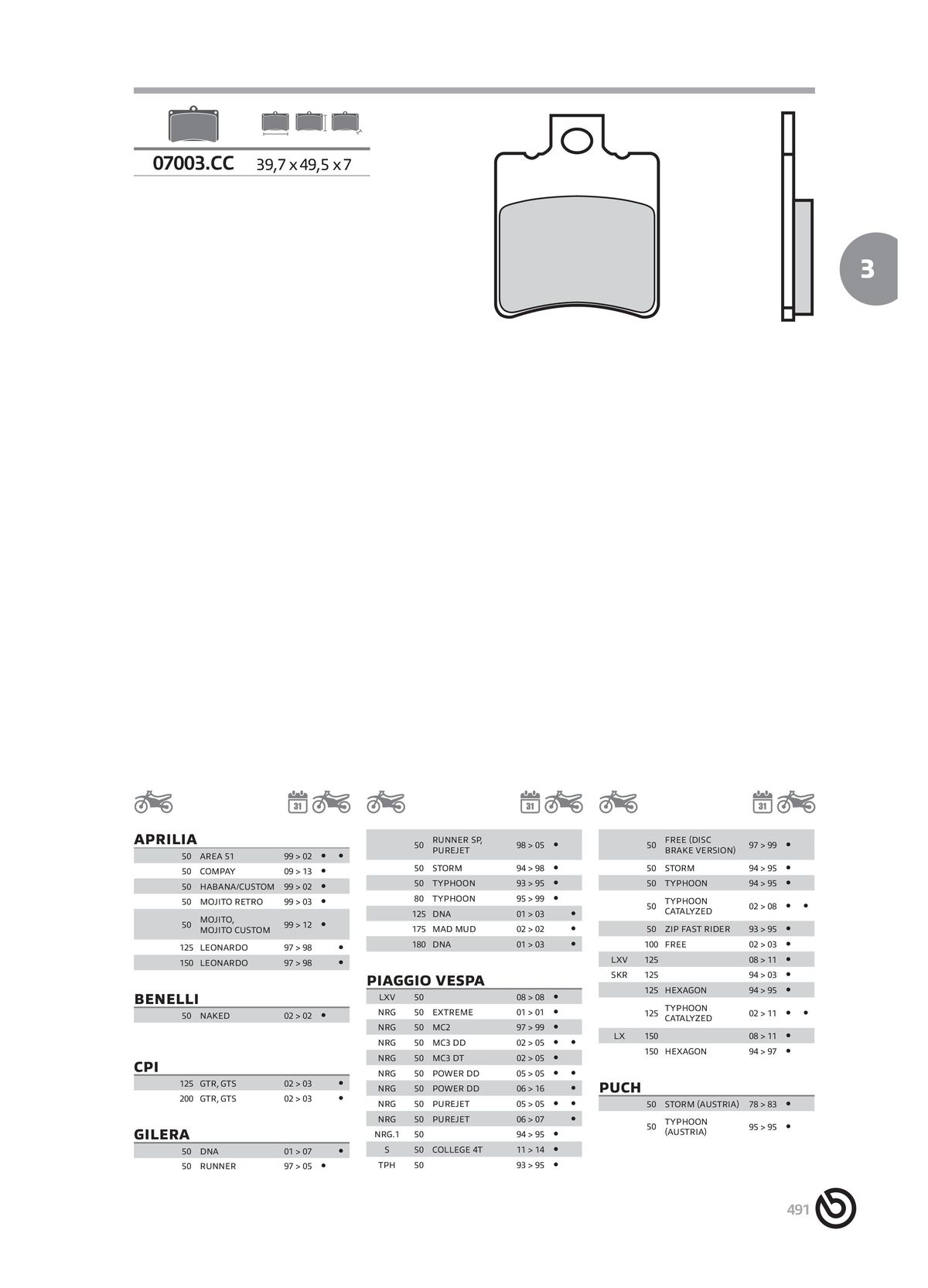 Catalogue BREMBO 2024 - Plaquettes de frein, page 00493