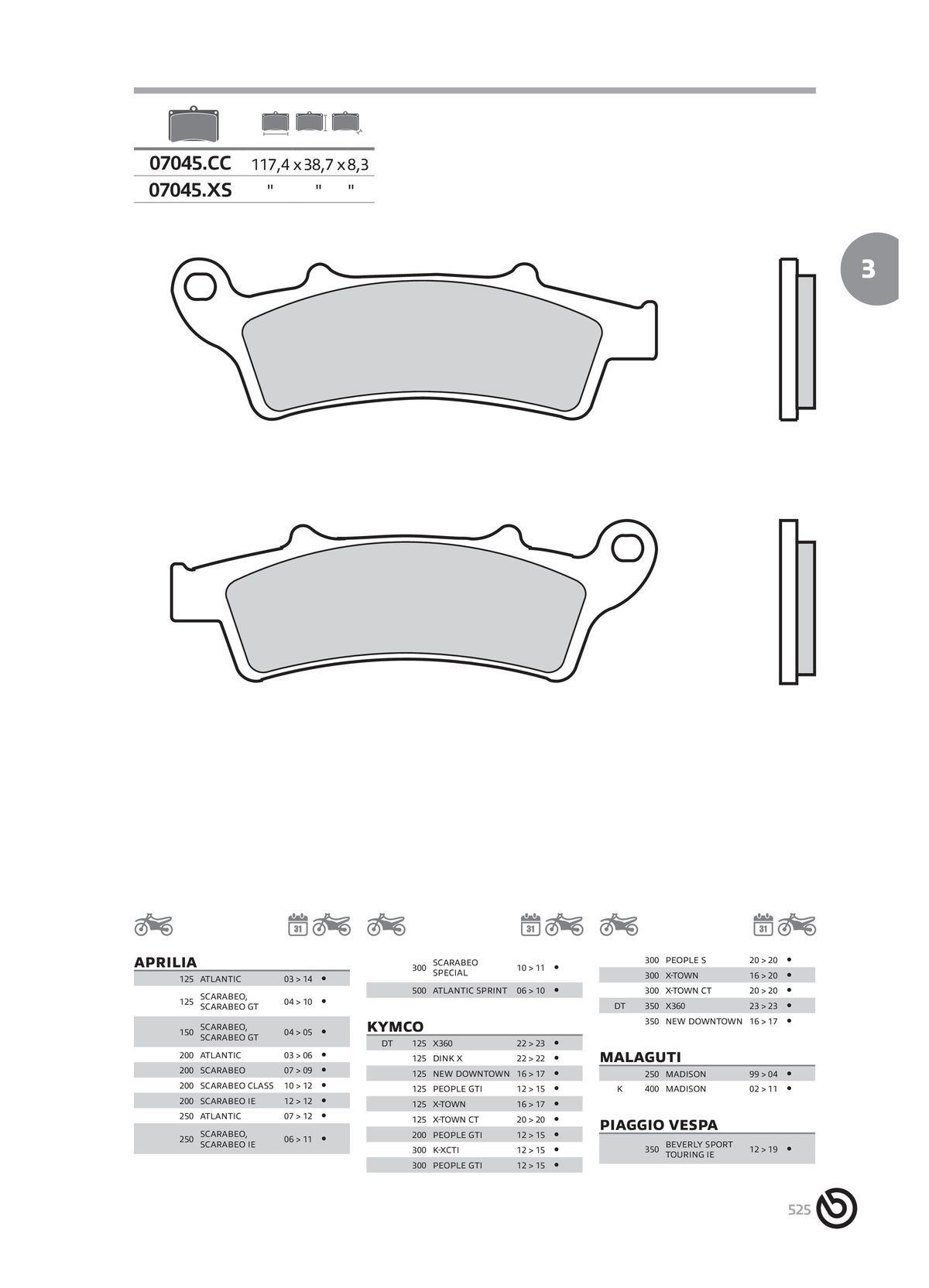 Catalogue BREMBO 2024 - Plaquettes de frein, page 00527