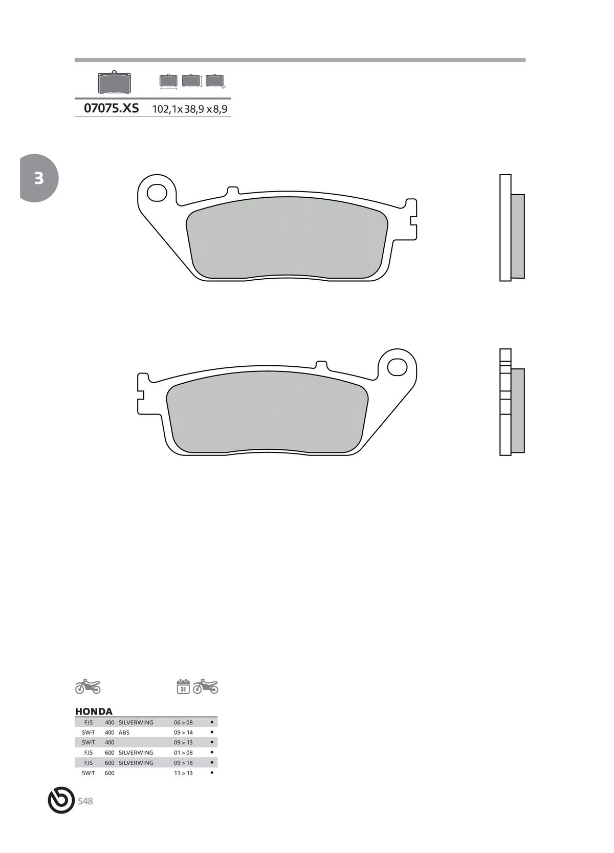 Catalogue BREMBO 2024 - Plaquettes de frein, page 00550