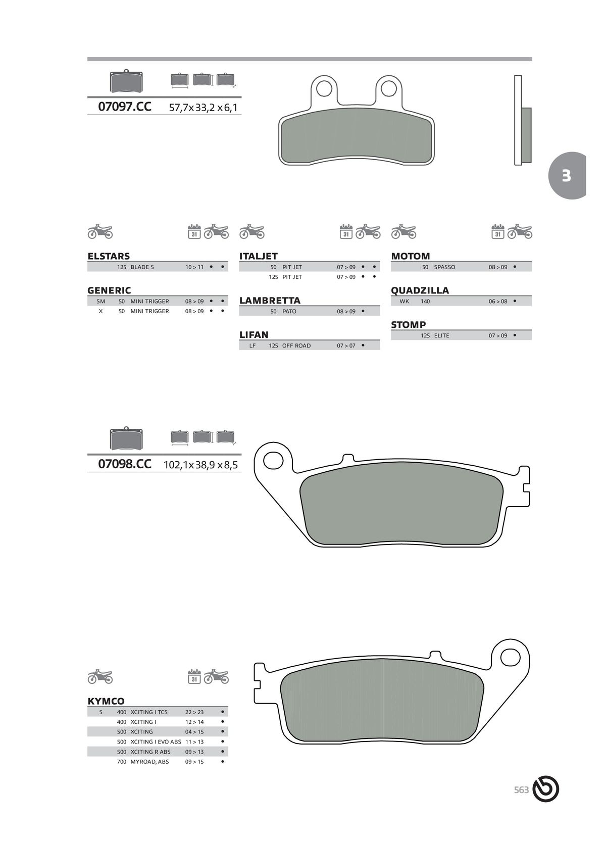 Catalogue BREMBO 2024 - Plaquettes de frein, page 00565