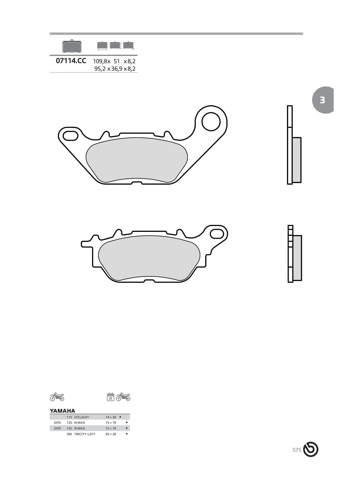 Catalogue BREMBO 2024 - Plaquettes de frein, page 00577