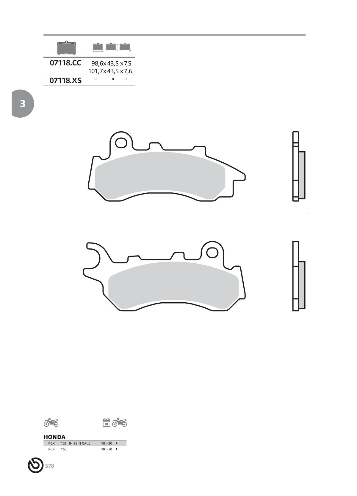 Catalogue BREMBO 2024 - Plaquettes de frein, page 00580