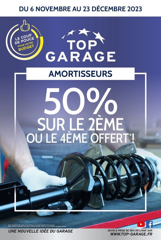 Chez Top Garage, 50% sur le 2ème amortisseur ou le 4ème offert jusqu'au 23 décembre !