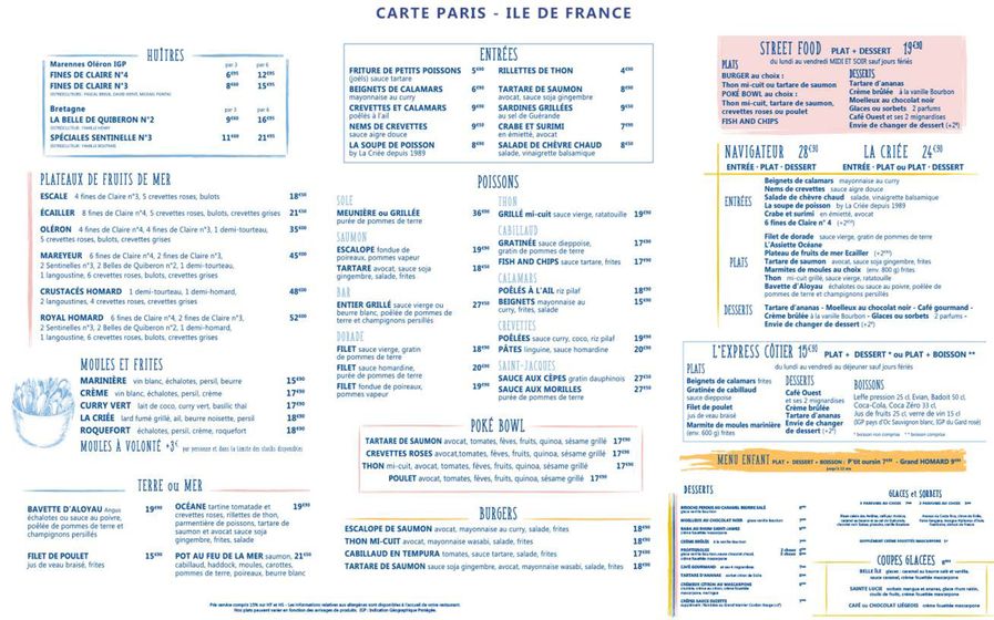 Catalogue La Criée à Chevilly-Larue | Carte Menu Ile De France | 13/12/2023 - 31/12/2024