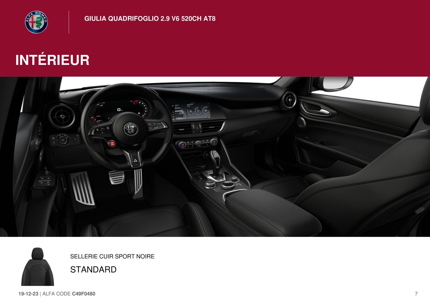 Catalogue GIULIA QUADRIFOGLIO 2.9 V6 520CH AT8, page 00007