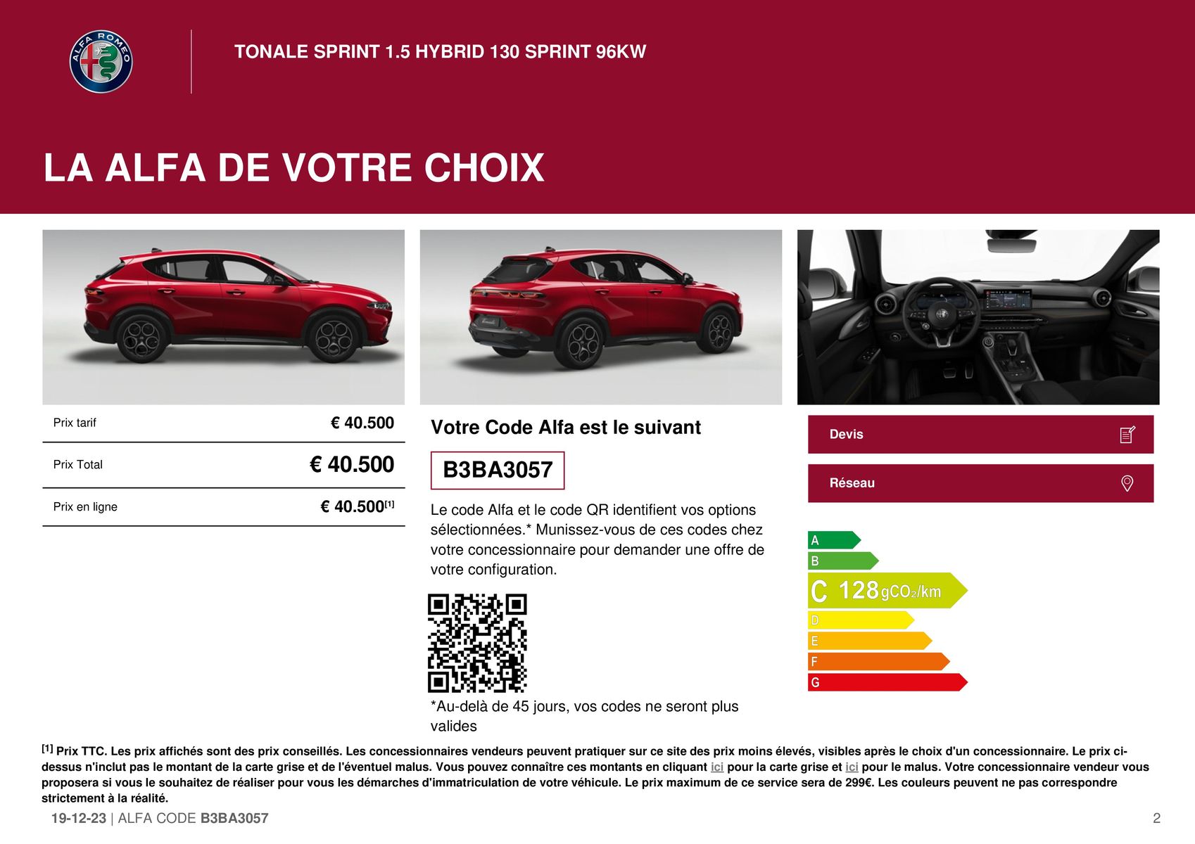 Catalogue TONALE SPRINT 1.5 HYBRID 130 SPRINT 96KW TONALE SPRINT 1.5 HYBRID 130 SPRINT 96KW, page 00002