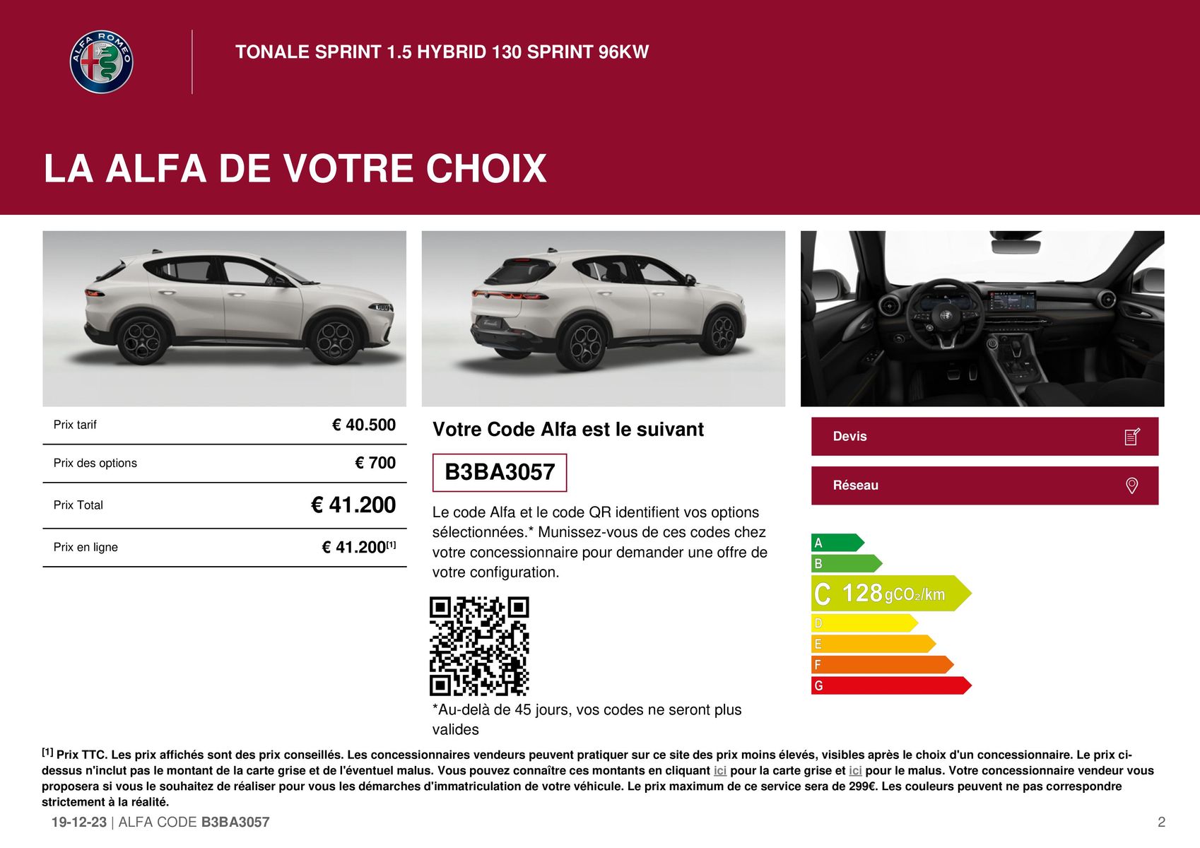 Catalogue TONALE SPRINT 1.5 HYBRID 130 SPRINT 96KW , page 00002