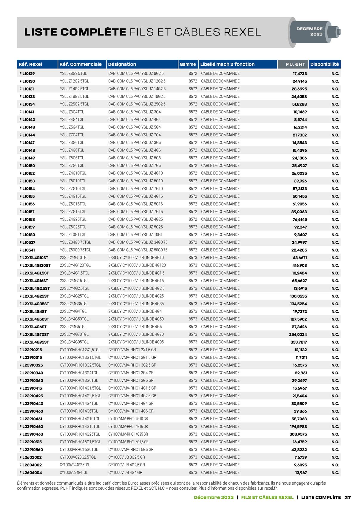 Catalogue Tarif câbles, page 00027