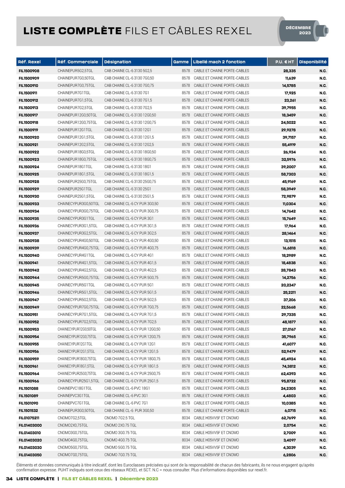 Catalogue Tarif câbles, page 00034