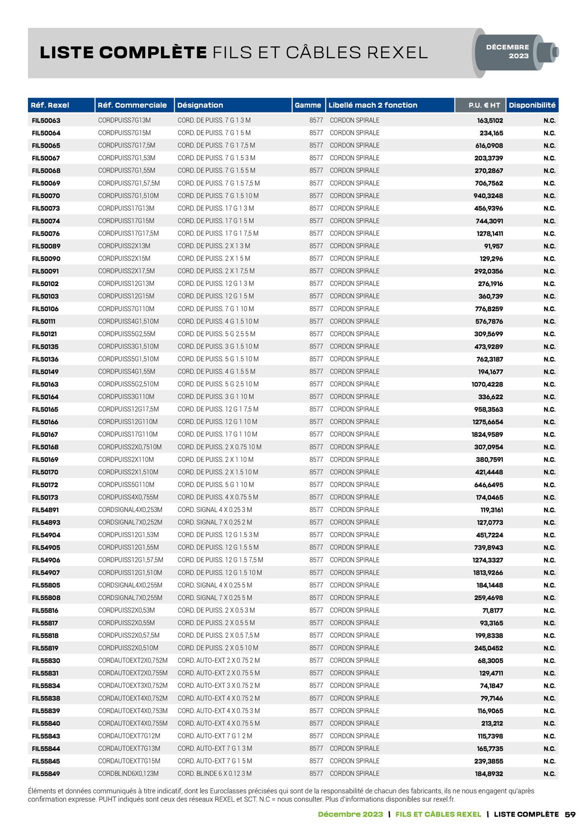 Catalogue Tarif câbles, page 00059