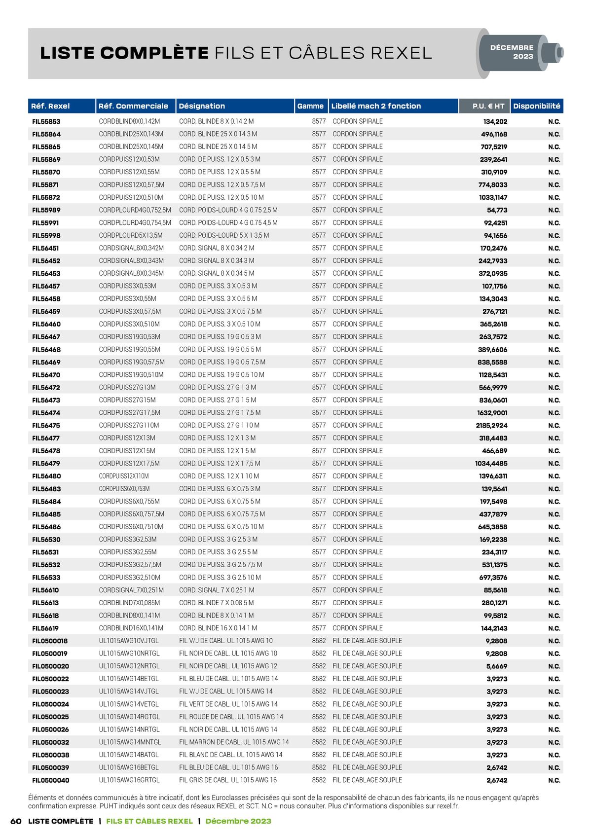 Catalogue Tarif câbles, page 00060