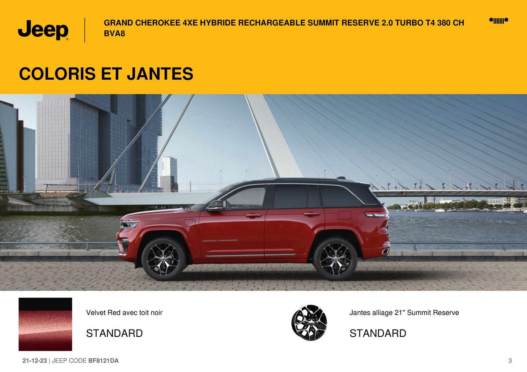 Catalogue GRAND CHEROKEE 4XE HYBRIDE RECHARGEABLE SUMMIT RESERVE 2.0 TURBO T4 380 CH BVA8:, page 00003