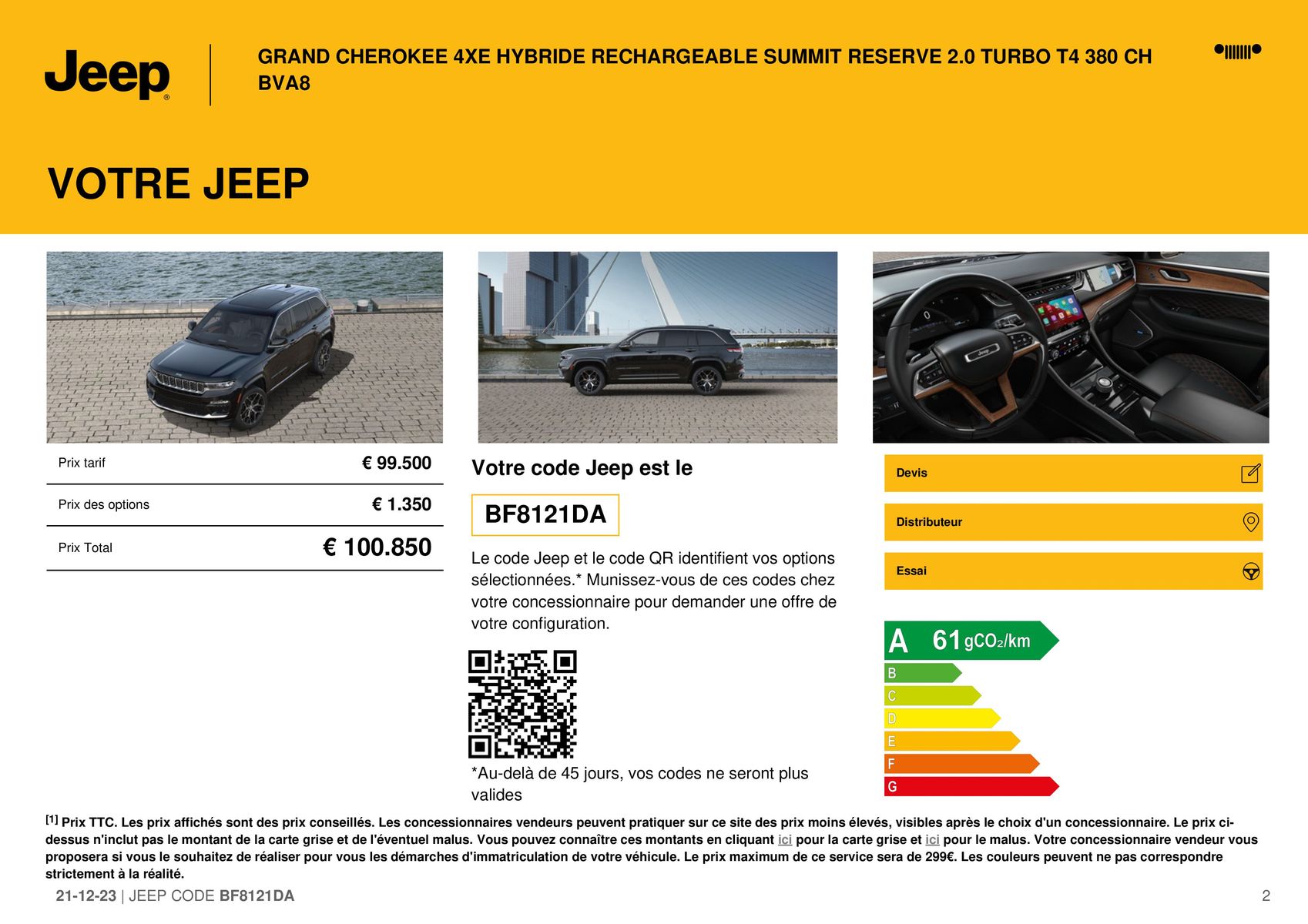 Catalogue GRAND CHEROKEE 4XE HYBRIDE RECHARGEABLE SUMMIT RESERVE 2.0 TURBO T4 380 CH BVA8_, page 00002