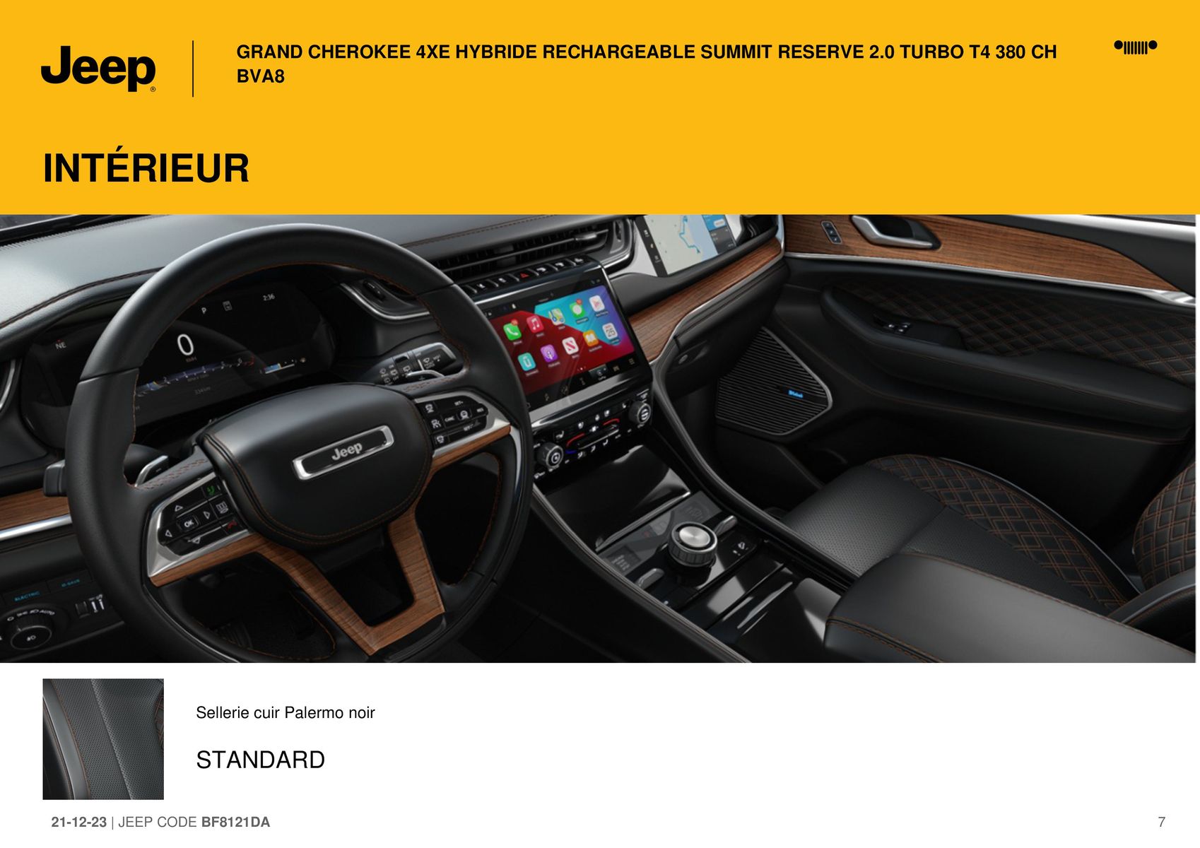 Catalogue GRAND CHEROKEE 4XE HYBRIDE RECHARGEABLE SUMMIT RESERVE 2.0 TURBO T4 380 CH BVA8_, page 00007